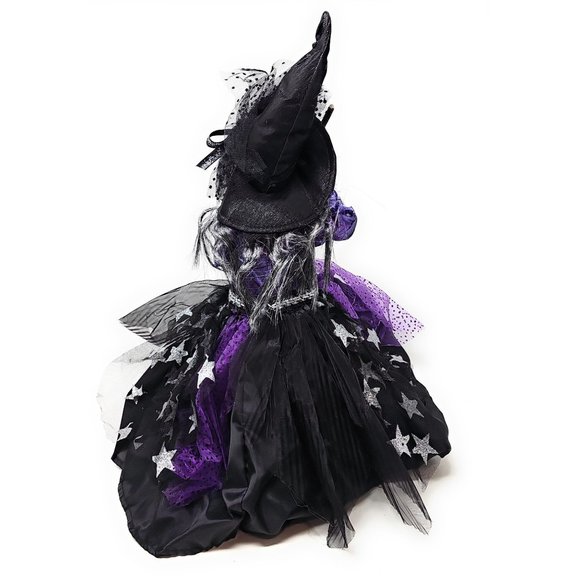 Halloween Witch 24" Black and Purple with Black Broom Party Decor Wreath Center - Picture 4 of 6